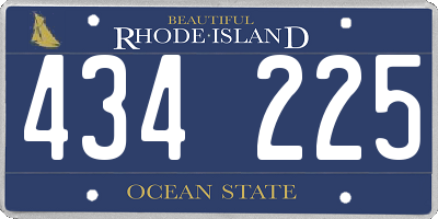 RI license plate 434225