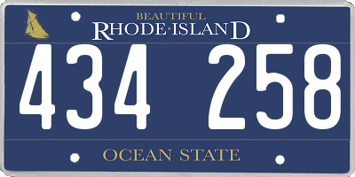 RI license plate 434258