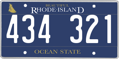 RI license plate 434321