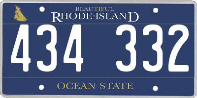 RI license plate 434332