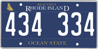 RI license plate 434334