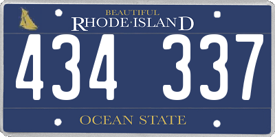 RI license plate 434337