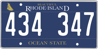 RI license plate 434347