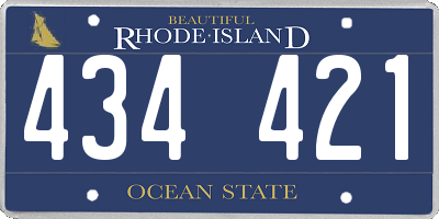 RI license plate 434421