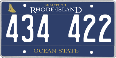 RI license plate 434422