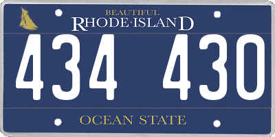 RI license plate 434430