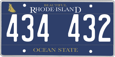 RI license plate 434432