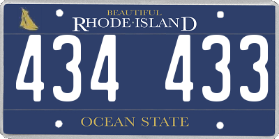 RI license plate 434433