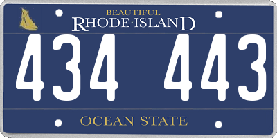 RI license plate 434443