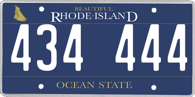RI license plate 434444