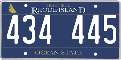 RI license plate 434445