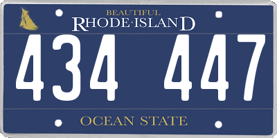 RI license plate 434447