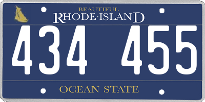 RI license plate 434455