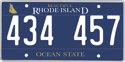 RI license plate 434457