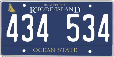 RI license plate 434534