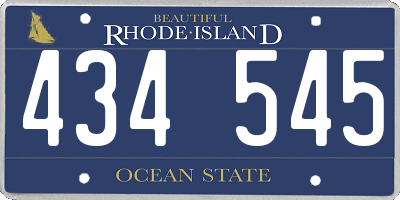 RI license plate 434545