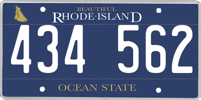 RI license plate 434562