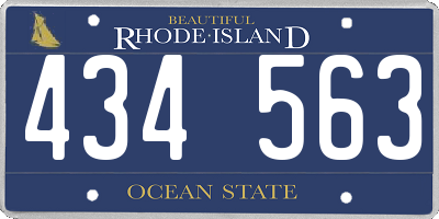 RI license plate 434563