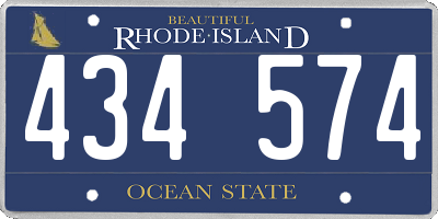 RI license plate 434574