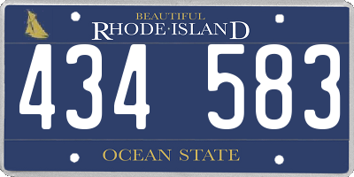 RI license plate 434583