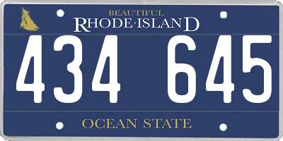 RI license plate 434645