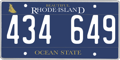 RI license plate 434649
