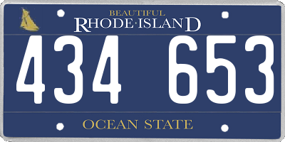RI license plate 434653