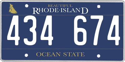 RI license plate 434674