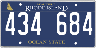 RI license plate 434684