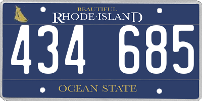RI license plate 434685