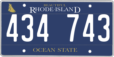 RI license plate 434743