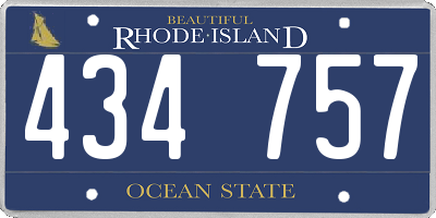 RI license plate 434757