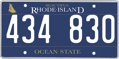 RI license plate 434830
