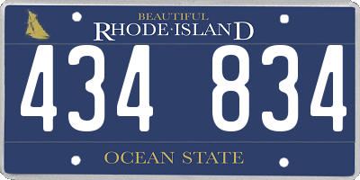 RI license plate 434834