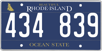 RI license plate 434839