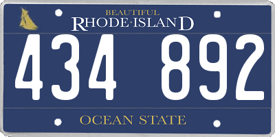 RI license plate 434892