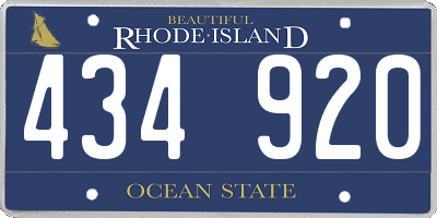 RI license plate 434920