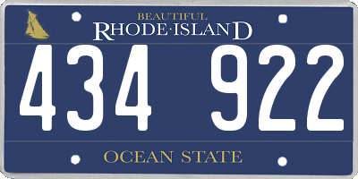 RI license plate 434922