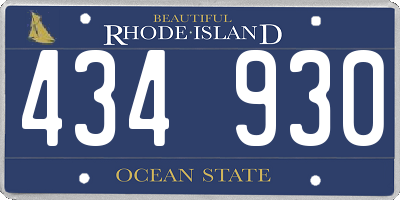 RI license plate 434930