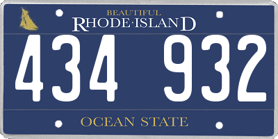 RI license plate 434932