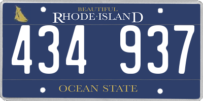 RI license plate 434937