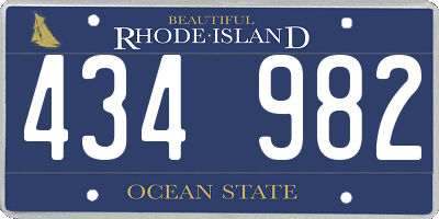 RI license plate 434982