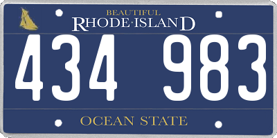 RI license plate 434983