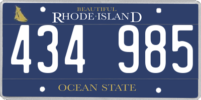 RI license plate 434985