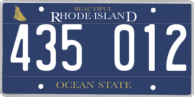 RI license plate 435012