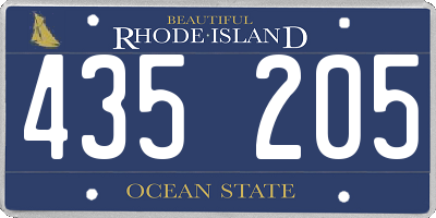 RI license plate 435205