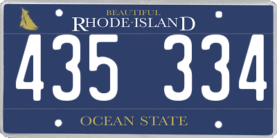 RI license plate 435334