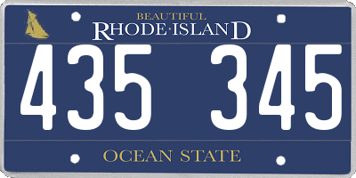RI license plate 435345
