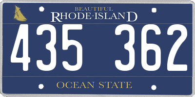 RI license plate 435362