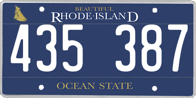 RI license plate 435387